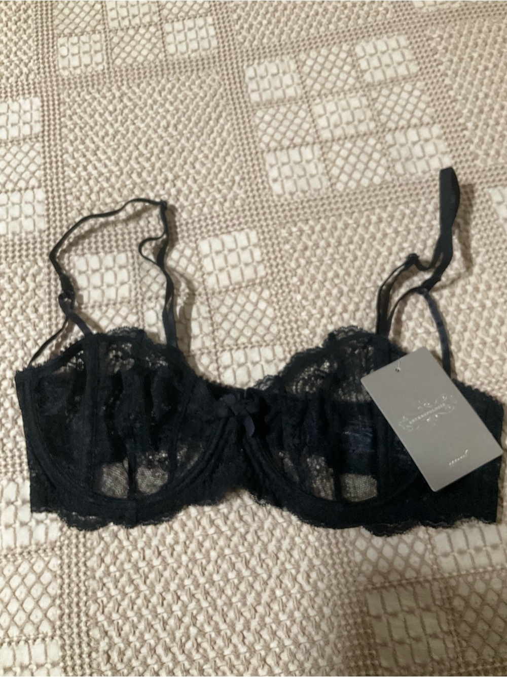 NWT Anthropologie Elle Macpherson Black Lace Underwire Bra 34C